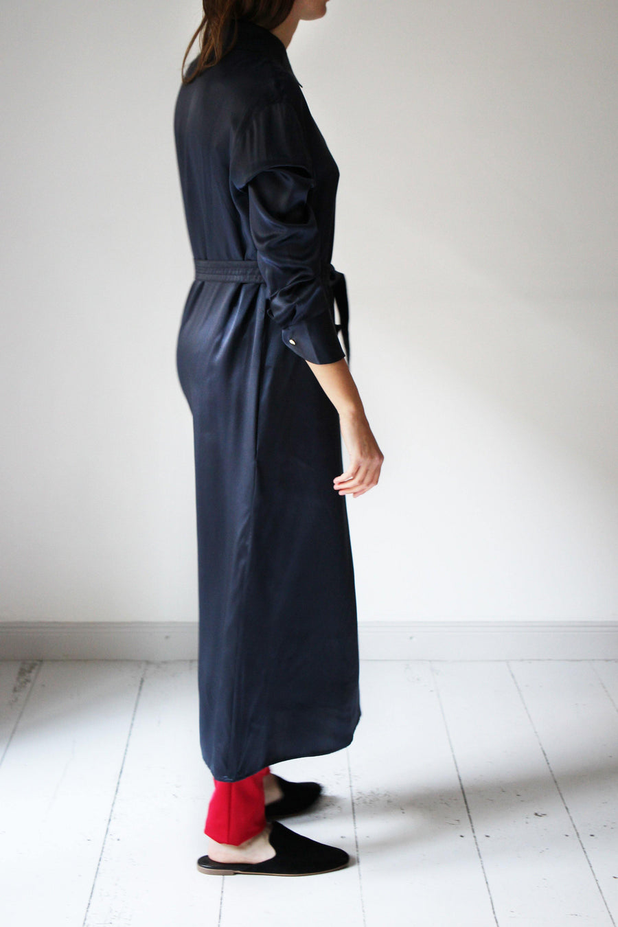 MALAIKARAISS Silk Dress dark blue - The Good Store Berlin