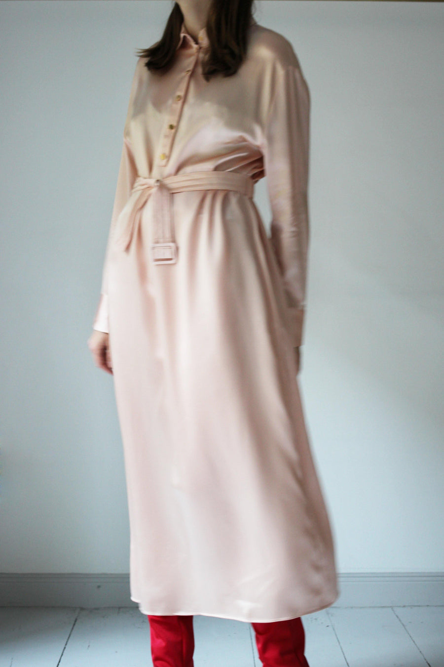 MALAIKARAISS Silk Dress soft blush - The Good Store Berlin