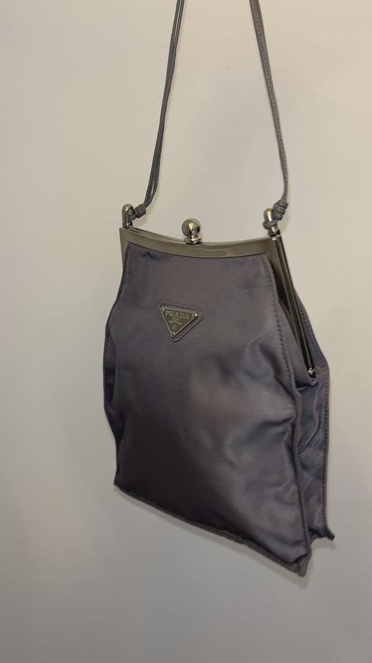 PRADA Grey Nylon Mini Crossbody Bag