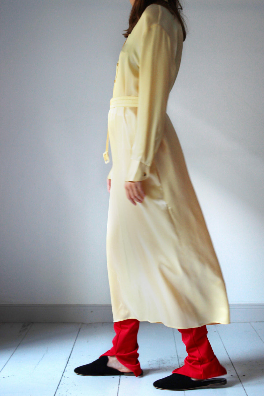 MALAIKARAISS Silk Dress yellow - The Good Store Berlin